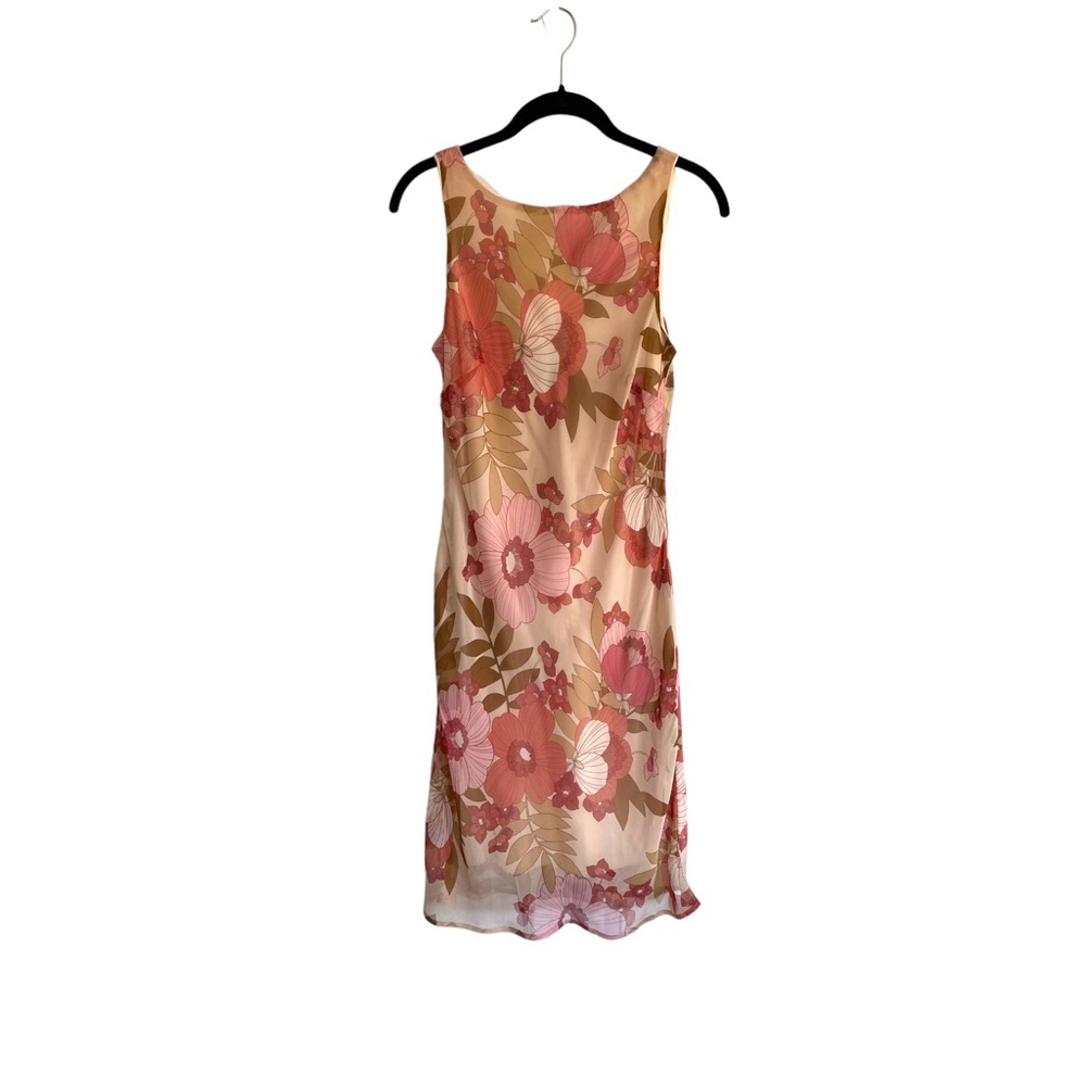 Vintage 90s Faith Love Passion Women's Pink Brown Floral Sleeveless Dress Size 6